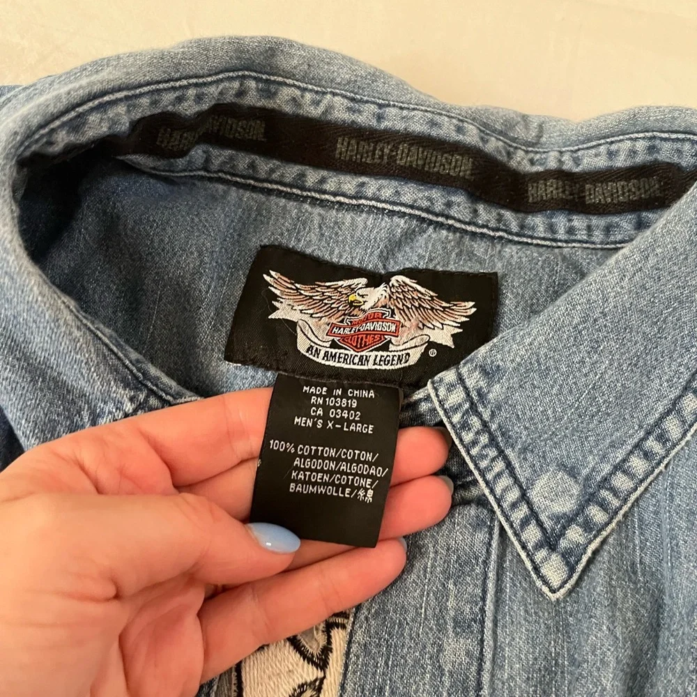 Vintage Harley button down denim shirt - Picture 3 of 4